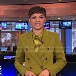 Jericka’s green satin shirt and blazer on CBS Evening News