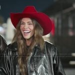 Jessi’s black leather jacket on The Secret Lives of Mormon Wives