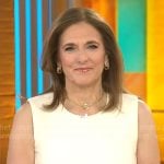 Jill Schlesinger’s cream chain waist dress on CBS Mornings