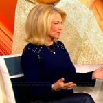 Joan Lunden’s navy embellished sweater on Tamron Hall Show