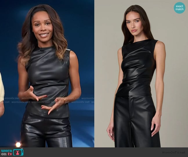 Joe's Jeans Meg Vegan Leather Top worn by Zuri Hall on Access Hollywood