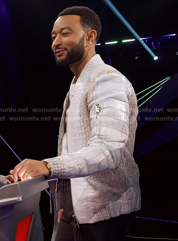 John Legend’s white crocodile leather jacket on The Voice