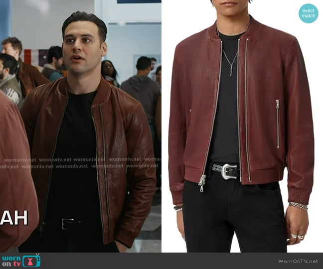 John Varvatos Xavier Leather Bomber Jacket worn by Eddie Diaz (Ryan Guzman) on 9-1-1