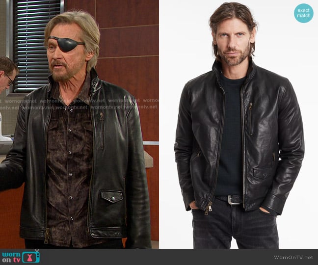 John Varvatos York Slim Fit Leather Jacket in Black worn by Steve Johnson (Stephen Nichols) on Days of our Lives