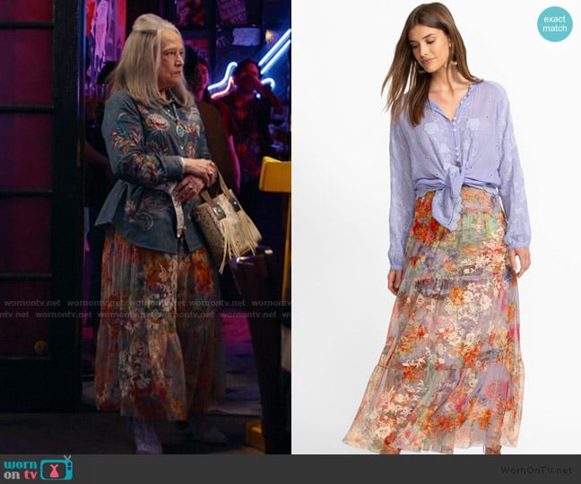 Johnny Was Katy Mesh Skirt worn by Madeline Matlock (Kathy Bates) on Matlock