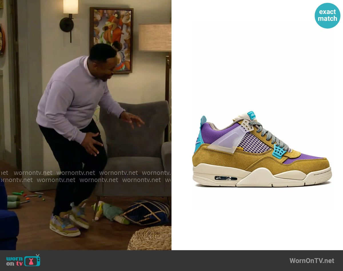 Jordan Air Jordan 4 Retro SP 30th Anniversary - Desert Moss Sneakers worn by Marty (Marcel Spears) on The Neighborhood