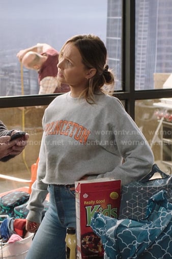 Jo's grey Princeton print cropped sweatshirt on Greys Anatomy
