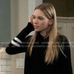 Charlotte’s black hoodie with striped sleeves on General Hospital