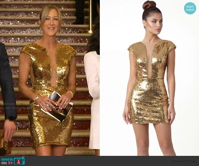 Jovani Sequin Mini Dress With Deep V Neckline worn by Lara Spencer on Good Morning America