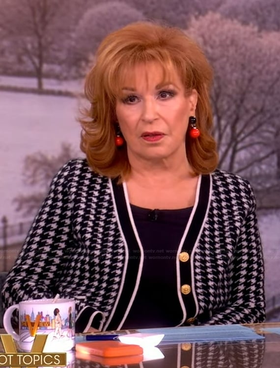 Joy’s black houndstooth cardigan on The View