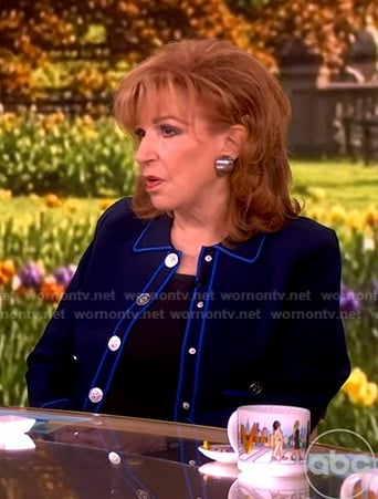 Joy’s blue piping trim cardigan on The View