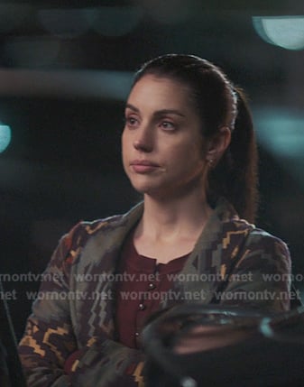 Jules' aztec print coat on Greys Anatomy