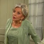 Julie's green lace panel top and cardigan on Days of our Lives