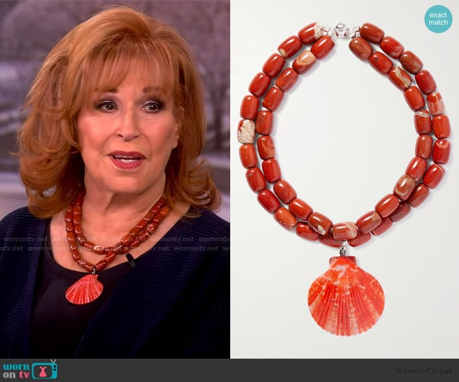 Julietta Luma silver-tone, jasper, resin and shell necklace worn by Joy Behar on The View