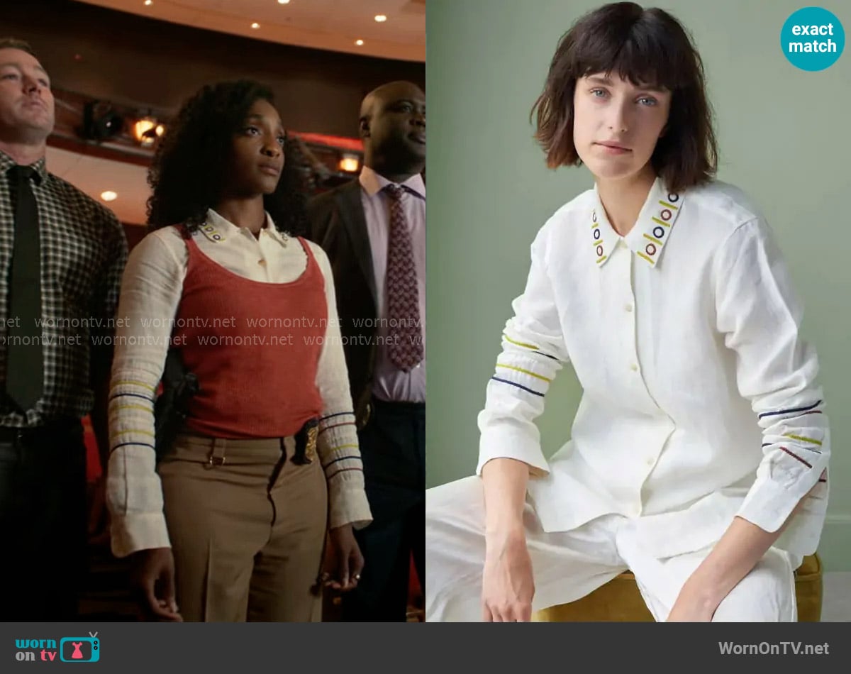 Jupe by Jackie Farigoule Shirt worn by Faith Mitchell (Iantha Richardson) on Will Trent