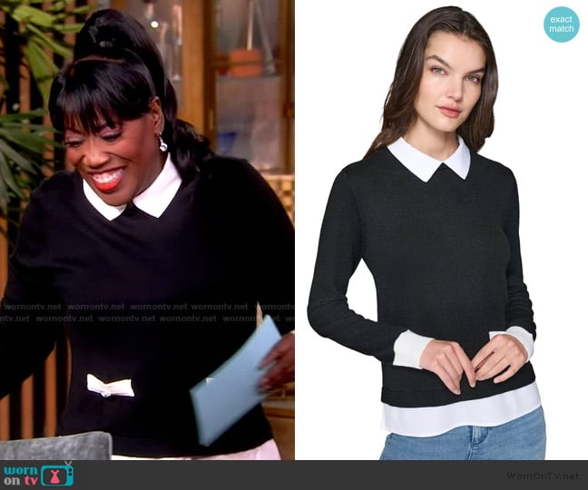 Karl Lagerfeld Black Layered-Look Sweater worn by Sheryl Underwood on The View