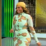 Karri Bryant’s floral print ruched dress on Tamron Hall Show