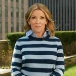 Kit’s blue striped sweater on Access Hollywood