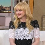 Kathryn Newton’s black and white lace mini dress on Good Morning America