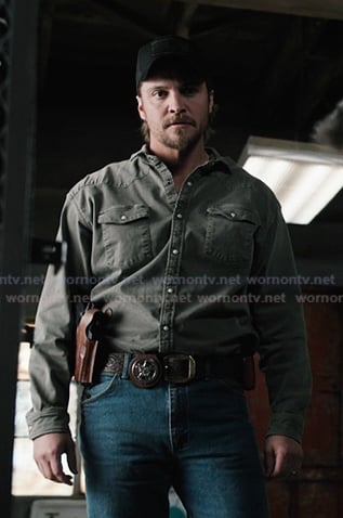 Kayce's green button down western shirt on Marshals