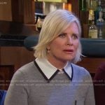 Kayla's grey collared sweater on Days of our Lives