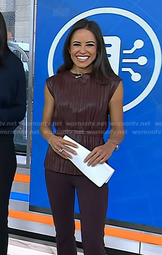 Kaylee’s brown pleated leather top on Today