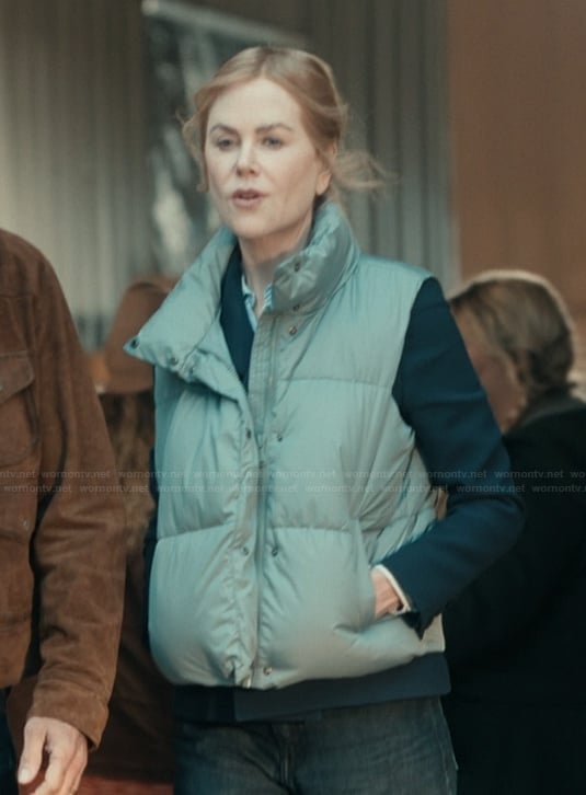 Kay’s blue padded vest on Scarpetta