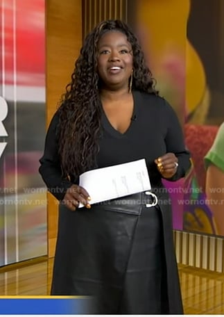 Kelley L. Carter’s black leather skirt on Good Morning America