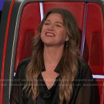 Kelly’s black sheer sleeve dress on The Voice