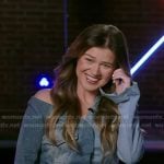 Kelly’s asymmetric denim jacket on The Voice