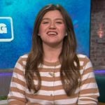 Kelly’s striped cardigan on The Kelly Clarkson Show