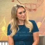 Kelly O’Grady’s teal short sleeve dress on CBS Mornings