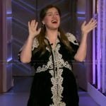 Kelly’s black lace inset dress on The Kelly Clarkson Show