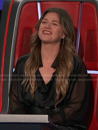 Kelly's black sheer sleeve dress on The Voice
