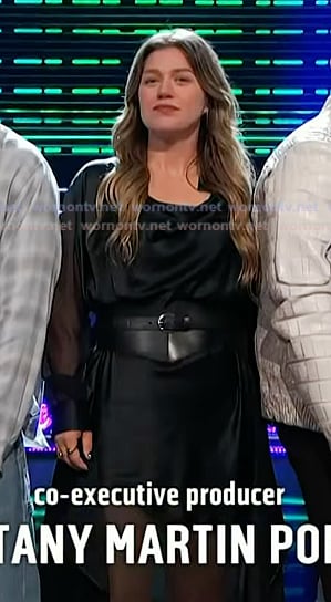 Kelly's black sheer sleeve dress on The Voice