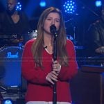 Kelly’s red layered sweater on The Kelly Clarkson Show