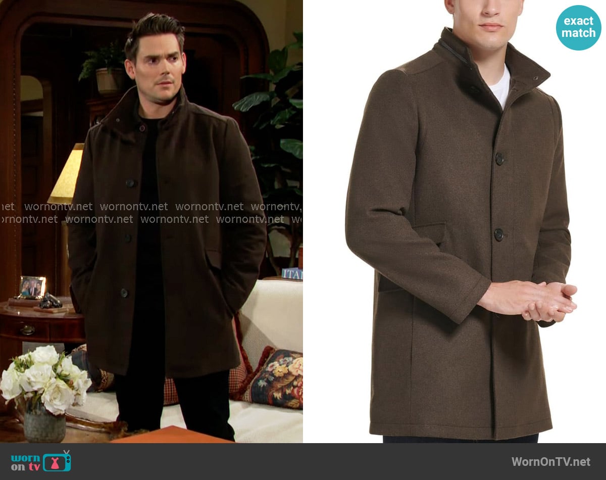 Kenneth Cole Pea Coat worn by Adam Newman (Mark Grossman) on The Young and the Restless