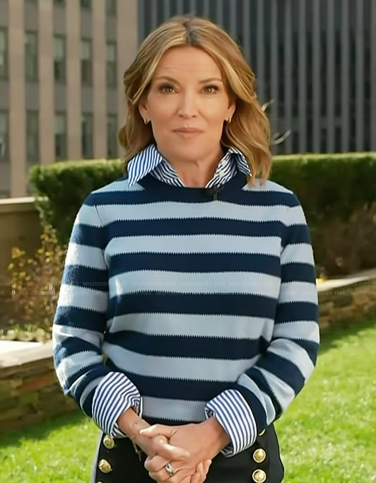 Kit’s blue striped sweater on Access Hollywood
