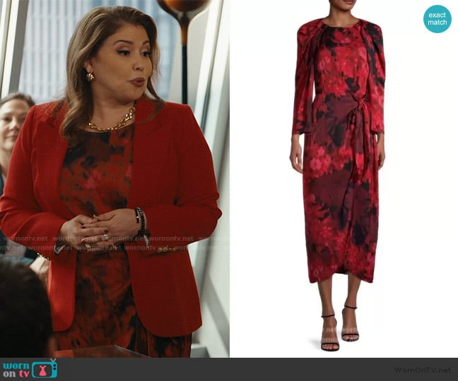 Kobi Halperin Halsey Floral-Print Midi Dress worn by Eva (Justina Machado) on Matlock