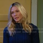 Kristen’s blue ribbed mock neck dress on Days of our Lives