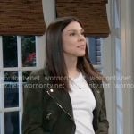 Kristina’s olive suede moto jacket on General Hospital
