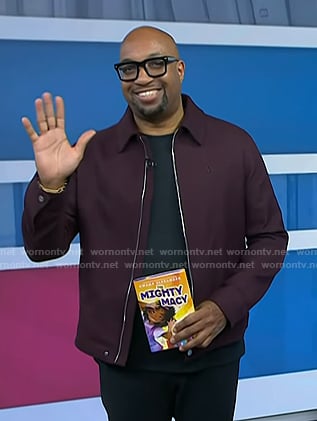 Kwame Alexander's burgundy zip jacket on Today