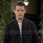Kyle’s navy pinstripe bomber jacket on The Young and the Restless