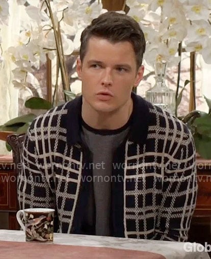 Kyle’s plaid cardigan on The Young and the Restless