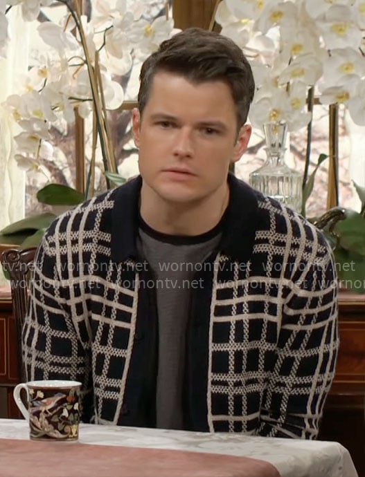 Kyle's plaid cardigan on The Young and the Restless