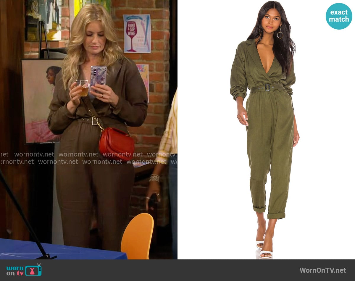 L'Academie Reed Jumpsuit worn by Gemma (Beth Behrs) on The Neighborhood