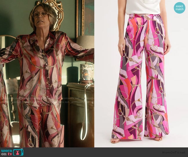 L'Agence Pilar Silk Wide Leg Pants worn by Dorothy Farinelli (Jamie Lee Curtis) on Scarpetta