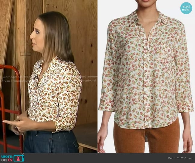 L'Agence Ryan Floral Button Down Blouse worn by Elizabeth Schulze on Good Morning America