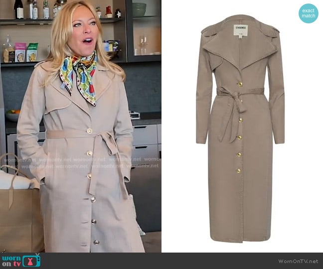 L'Agence Zavia Jean Trench Coat in Dark Cappuccino worn by Sutton Stracke on The Real Housewives of Beverly Hills