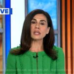 Lama Hasan’s green tweed zip front dress on Good Morning America